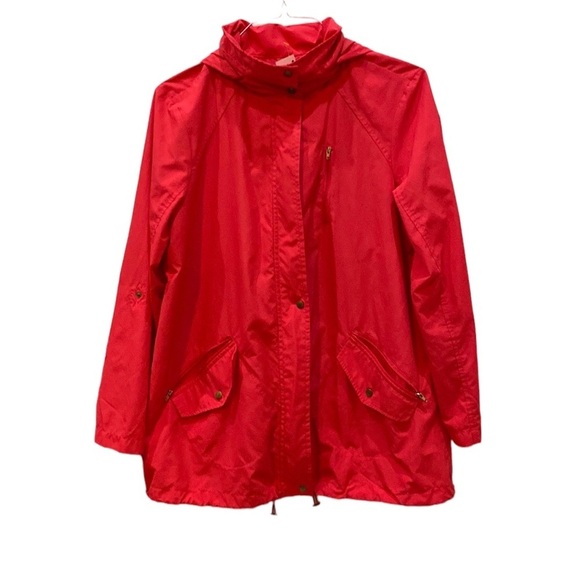INC International Concepts Size M 100% Polyester Red mid length jacket 4 pockets - Picture 1 of 12